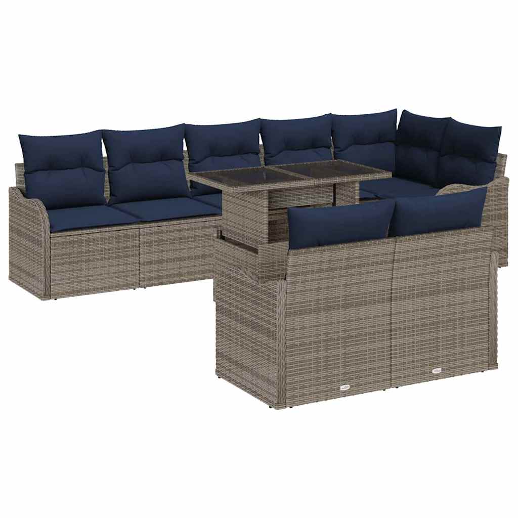 vidaXL Tuinbank Set 9 st Grijs Poly rattan