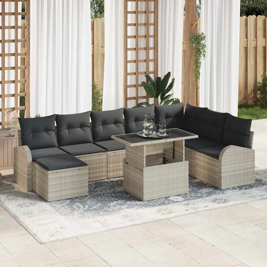 vidaXL Garden Sofa Set with Cushions 9 pcs Black and Cream