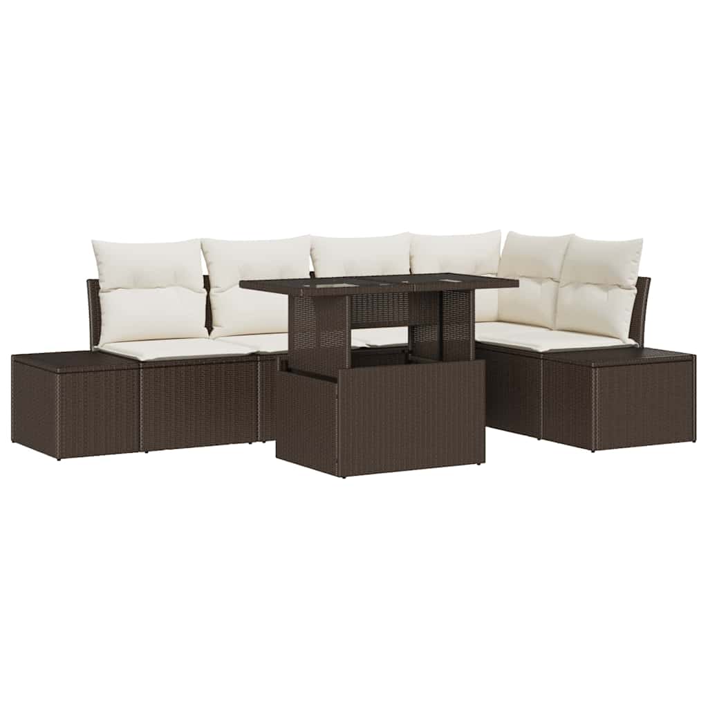 vidaXL Tuinbank Set met kussen 6 pcs Zwart Poly rattan