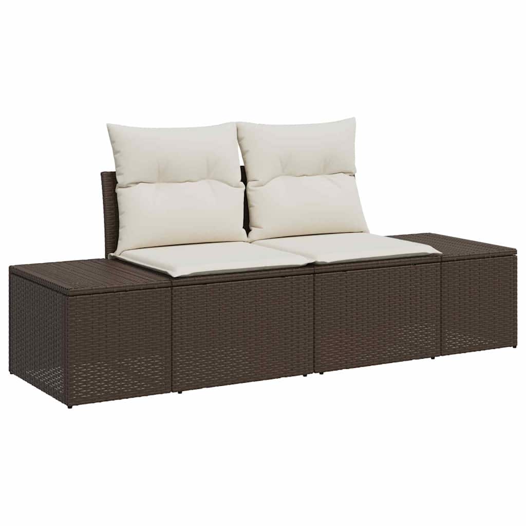 vidaXL Tuinbank Set met kussen 6 pcs Zwart Poly rattan