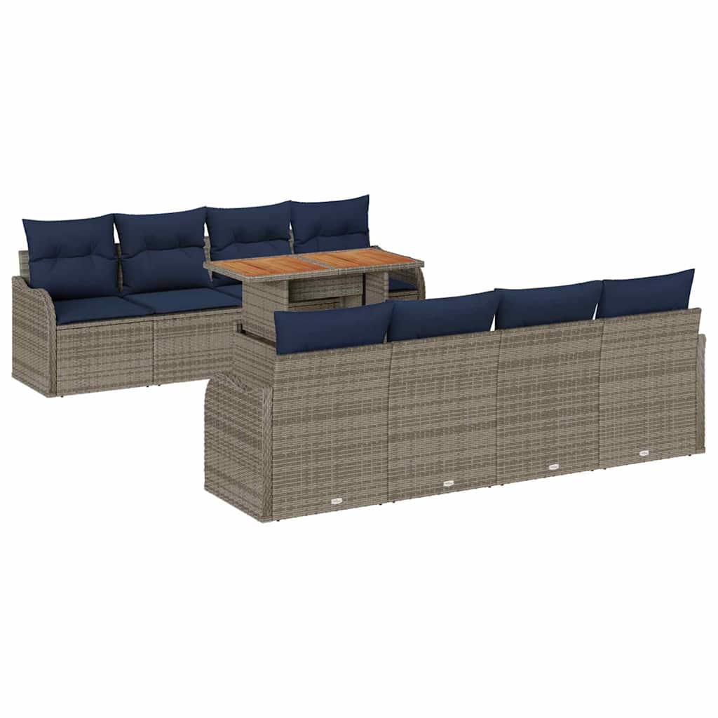 vidaXL Tuinbank Set 7 st grijs en marineblauw