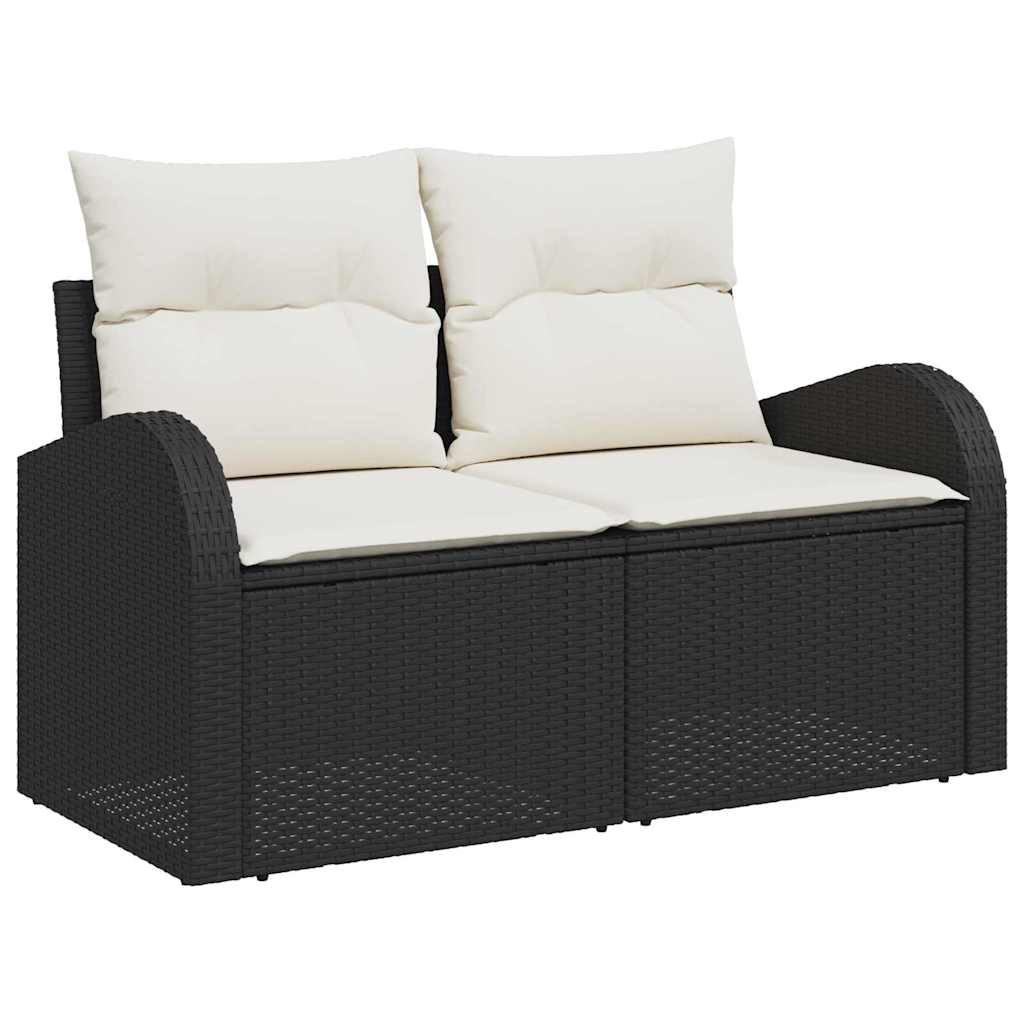 vidaXL Tuinbank Set met kussen 9 pcs Zwart en crème