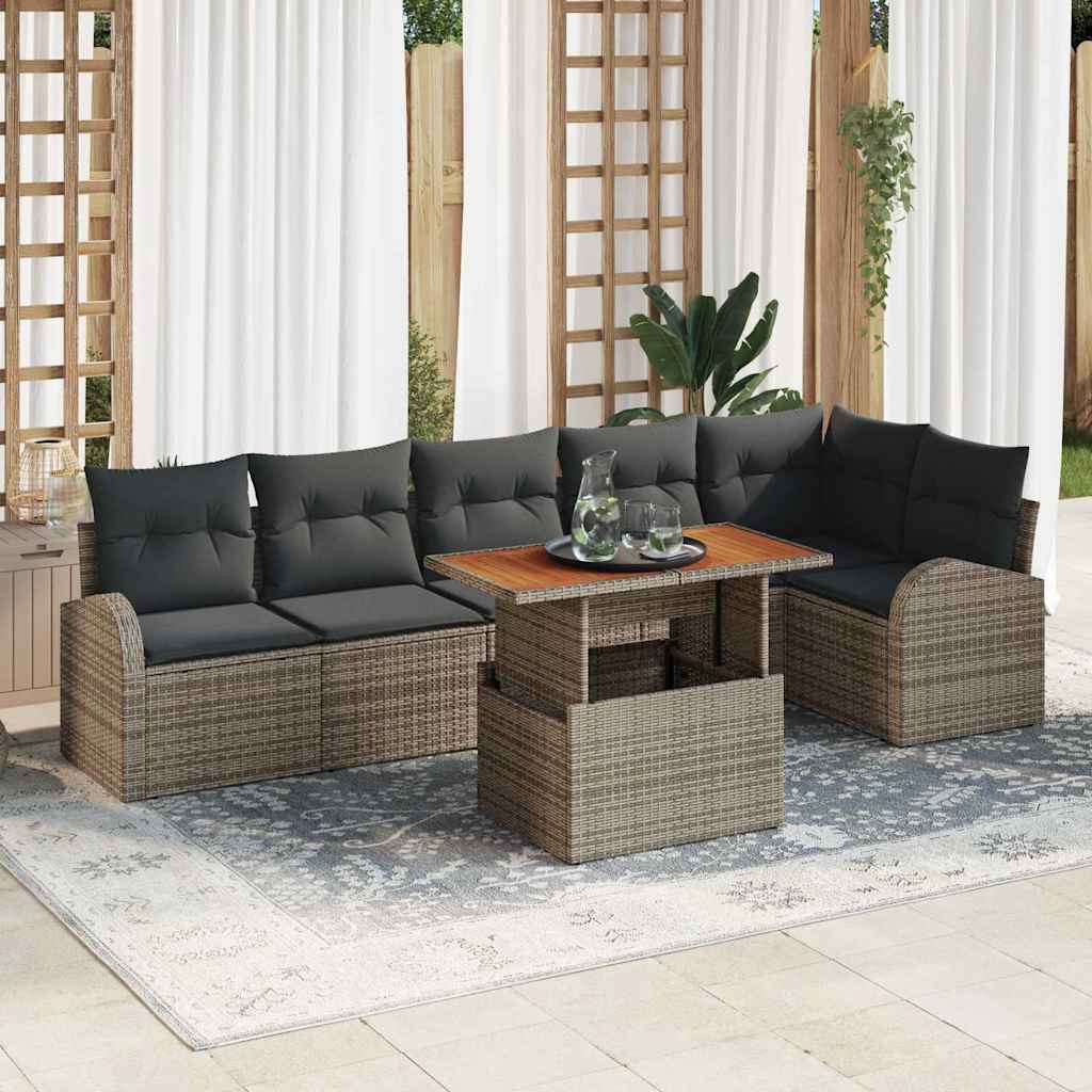 vidaXL Tuinbank Set met kussen 7 pcs Zwart en Crème