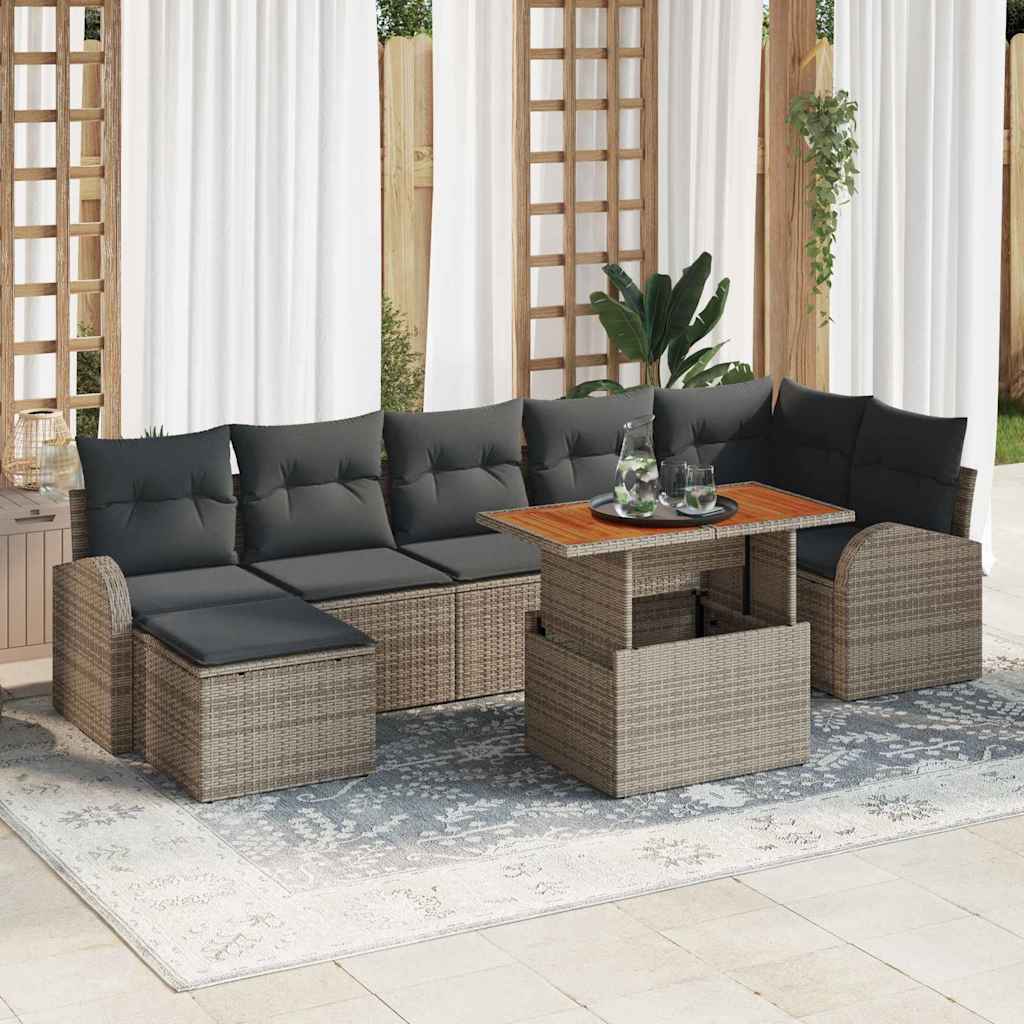 vidaXL Garden Sofa Set with cushions 8 pcs Black and cream