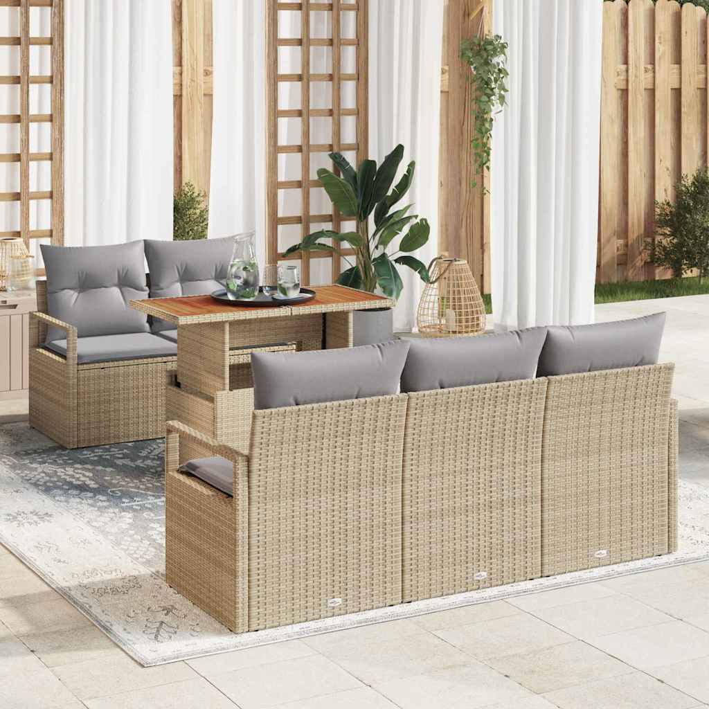 vidaXL Tuinbank Set met kussen 6 pcs Zwart en crème