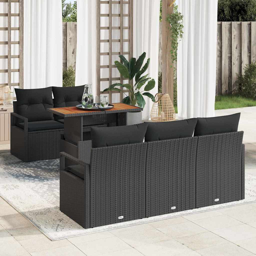 vidaXL Tuinbank Set met kussen 6 pcs Zwart en crème