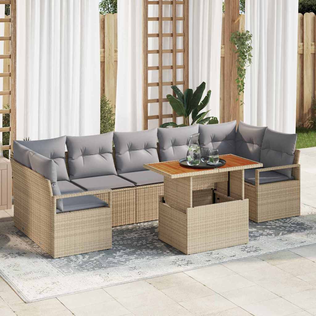vidaXL Garden Bench Set with Cushion with Cushion 8 pcs Black and Cream