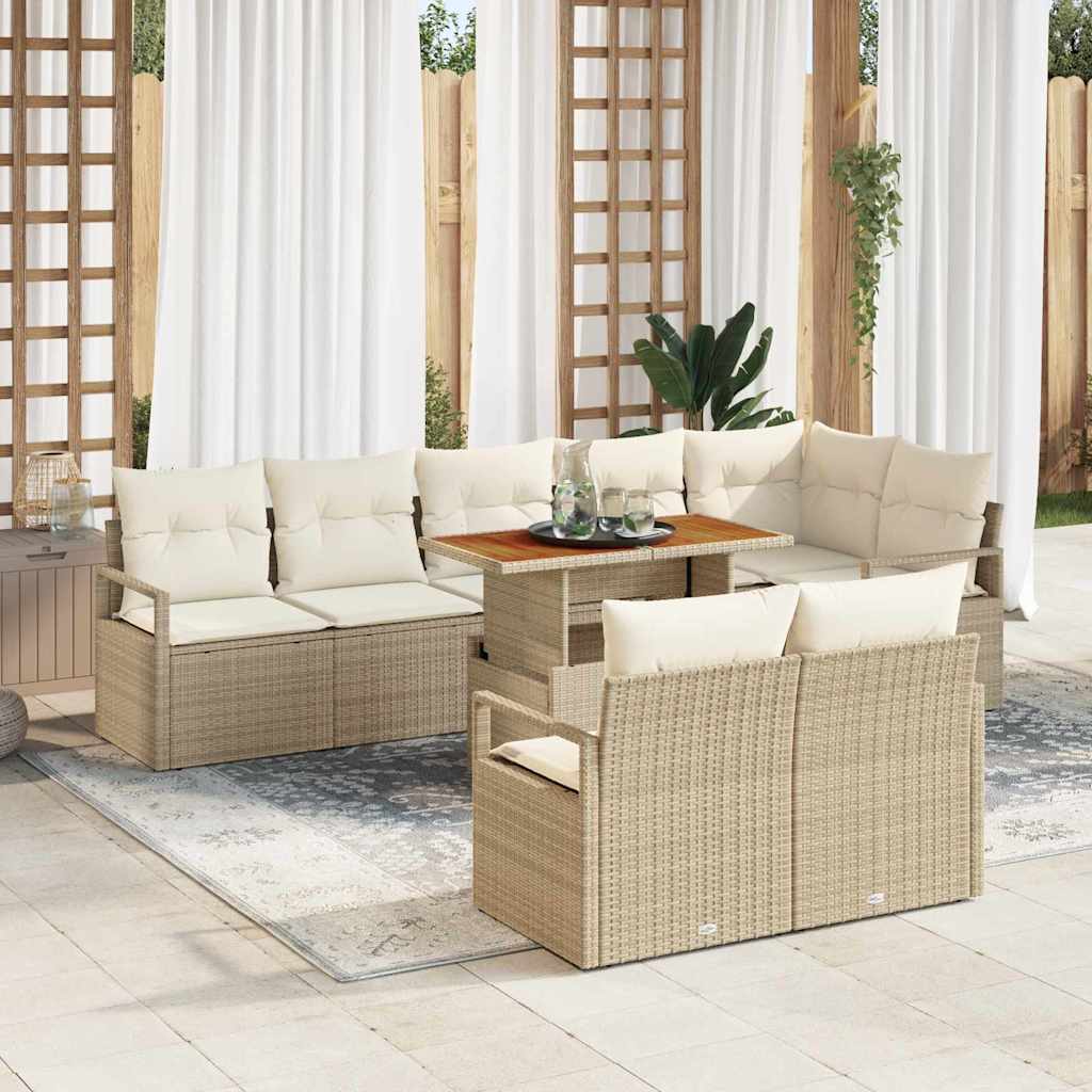 vidaXL Garden Bench Set with Cushion 9 pcs Black and Cream