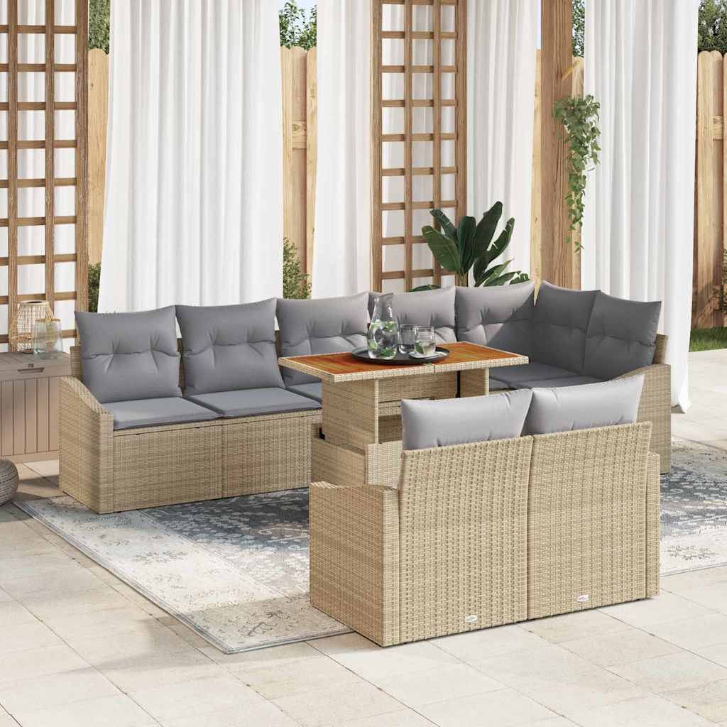 vidaXL Tuinbank Set met kussen met kussen 9 pcs Zwart en Crème