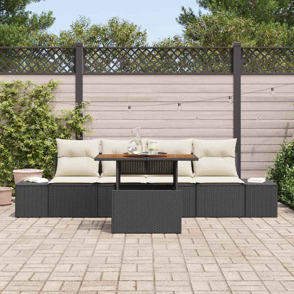 vidaXL Garden Dining Set with Cushions 5 pcs Black and Cream