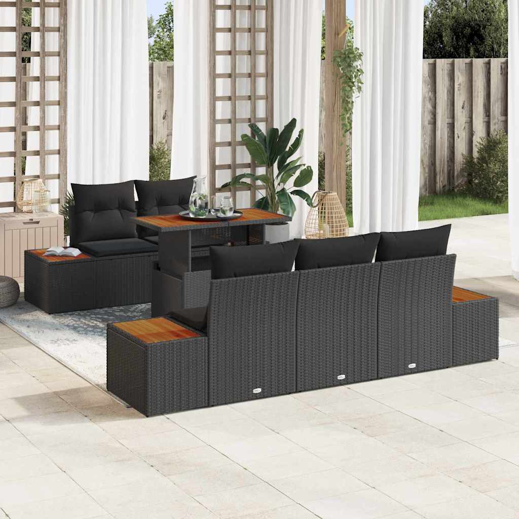 vidaXL Garden Dining Set with Cushions 6 pcs Black and Beige