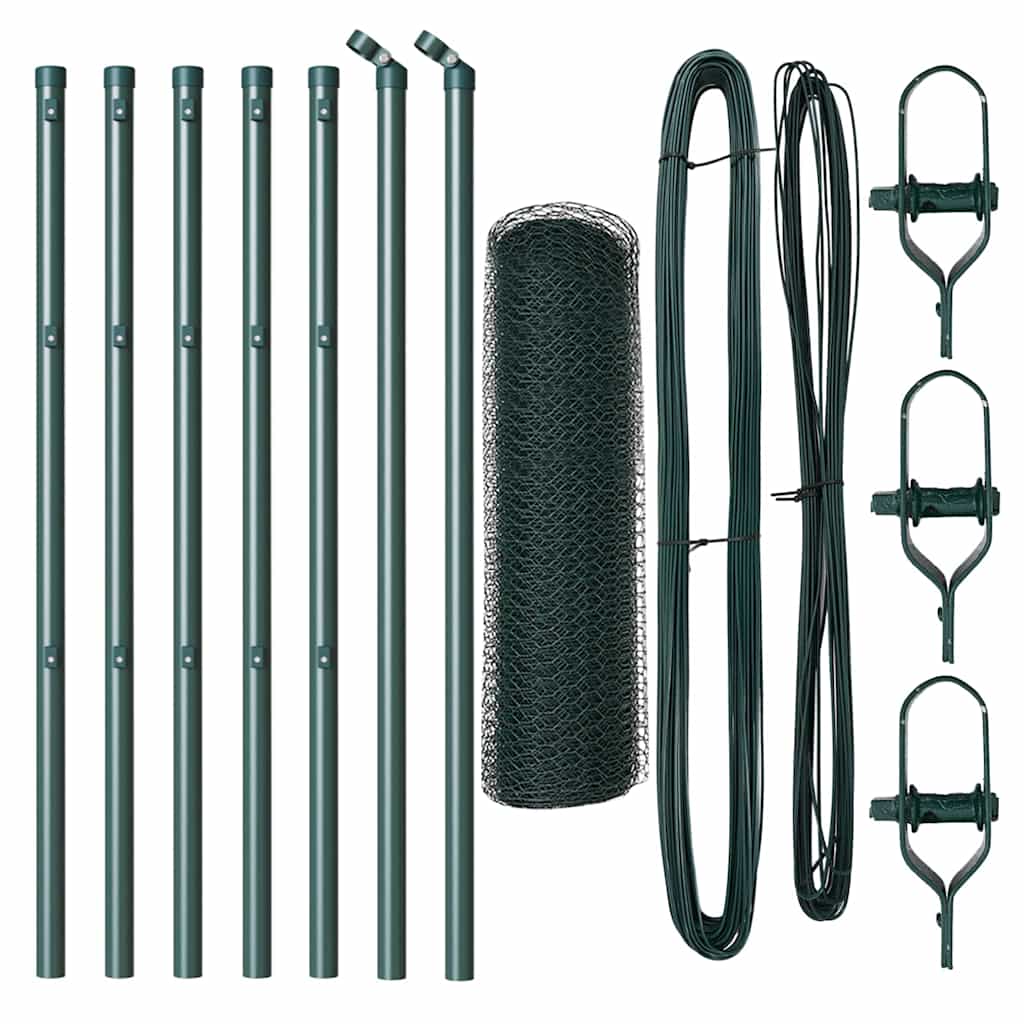 vidaXL Fence Post. Green 10 x 0.4 m (13 mm mesh) Steel and PVC