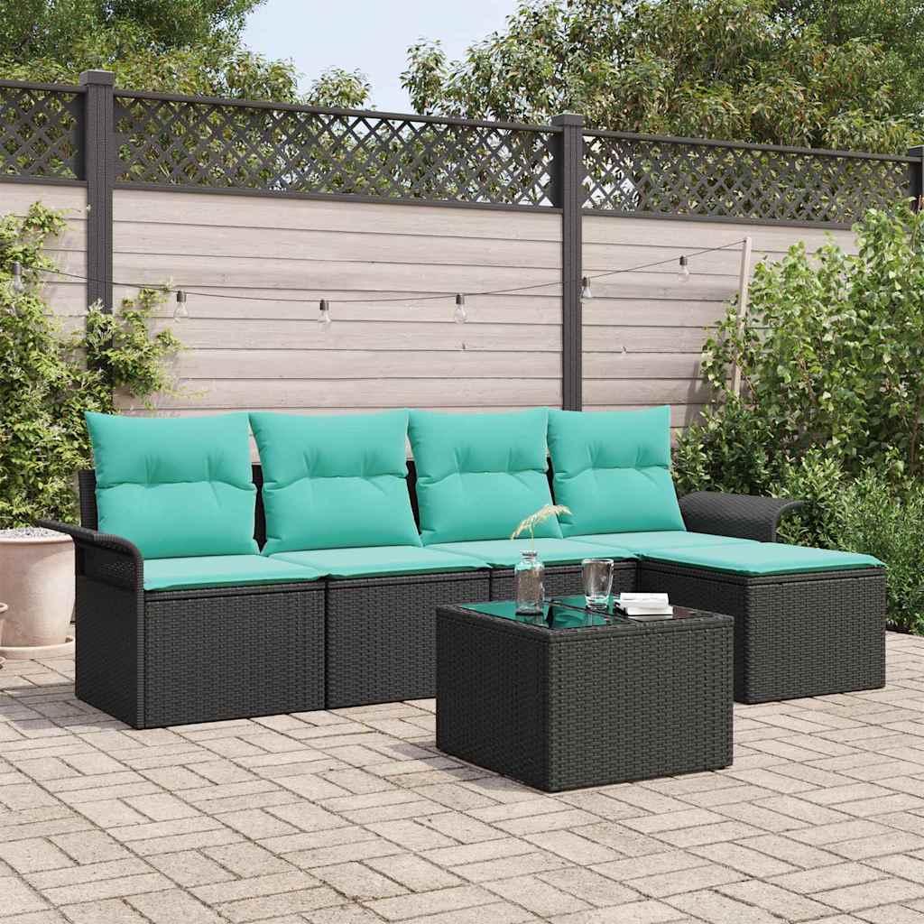 vidaXL Garden Lounge Set with Storage 5 pcs Brown poly rattan