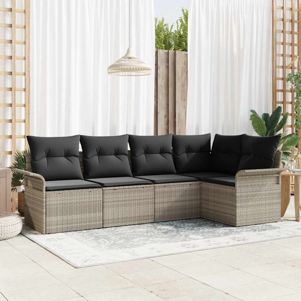 vidaXL Tuinbank Set met opslag 5 pcs Zwart poly rattan