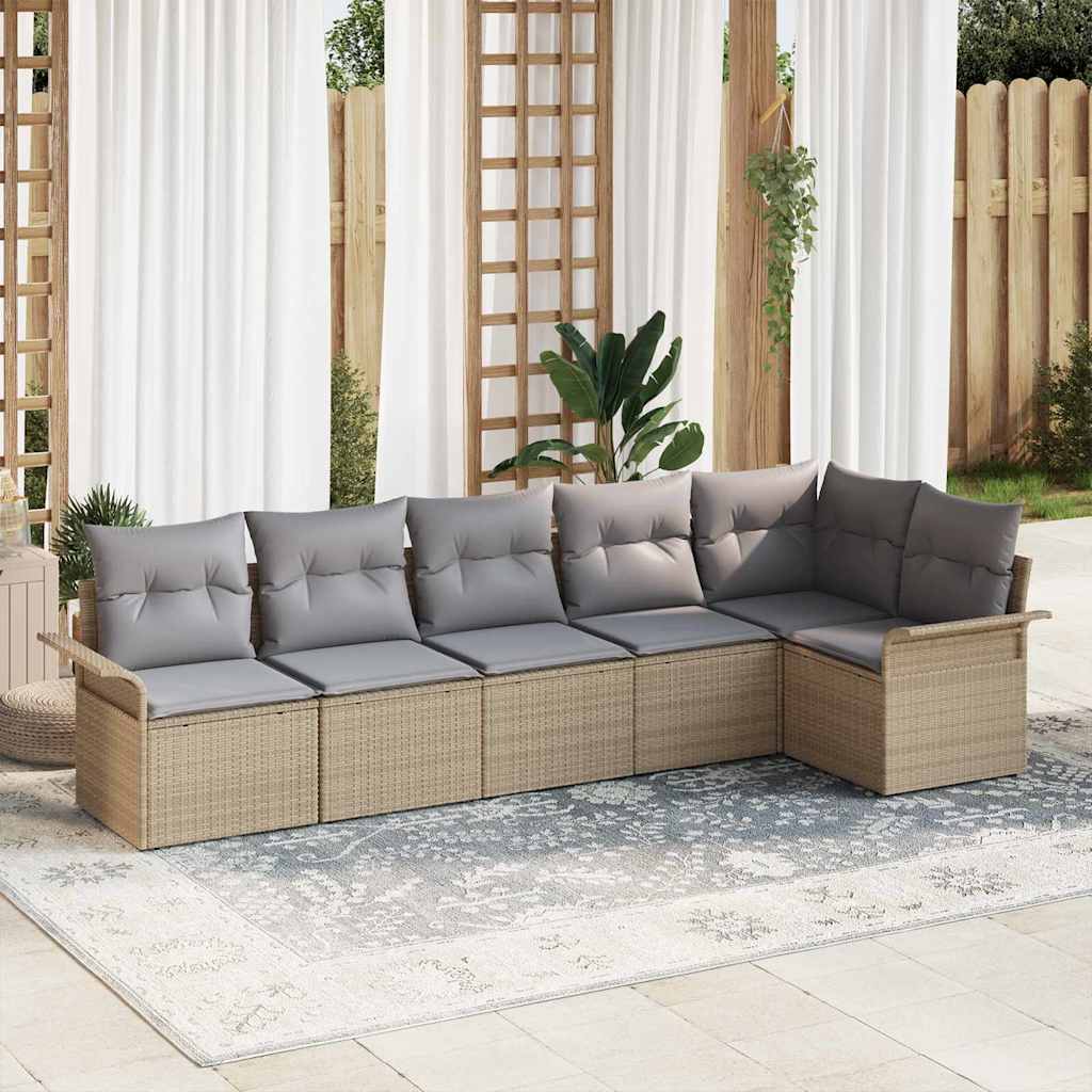 vidaXL Tuinbank Set met kussen met opslag 6 pcs Zwart Poly rattan