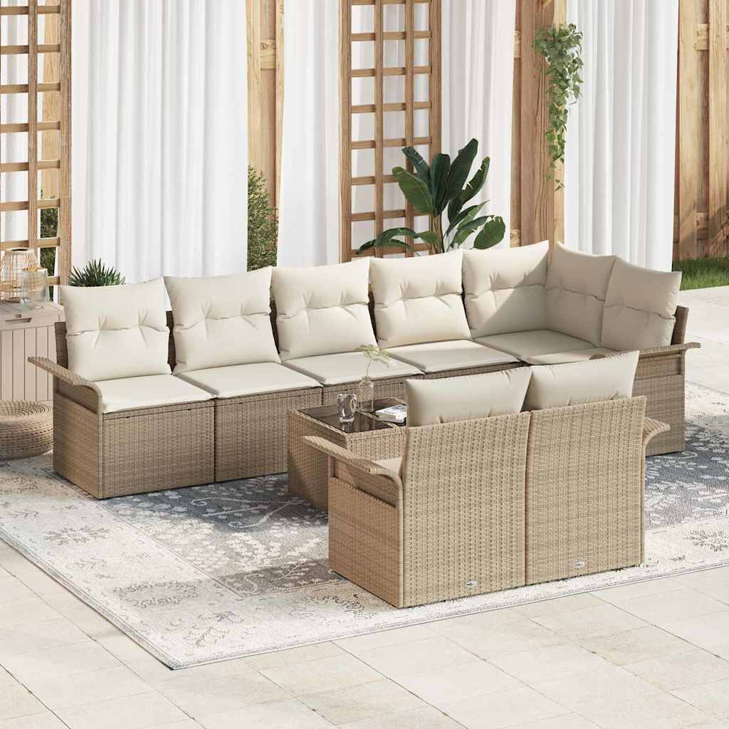vidaXL Garden Sofa Set with Storage 8 pcs Black poly rattan