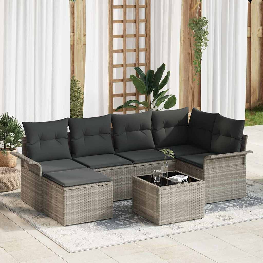 vidaXL Tuinbank Set met opslag 6 pcs Zwart poly rattan