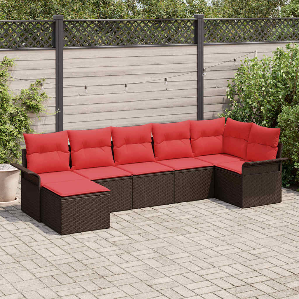 vidaXL Tuinbank Set met opslag 7 pcs Beige poly rattan