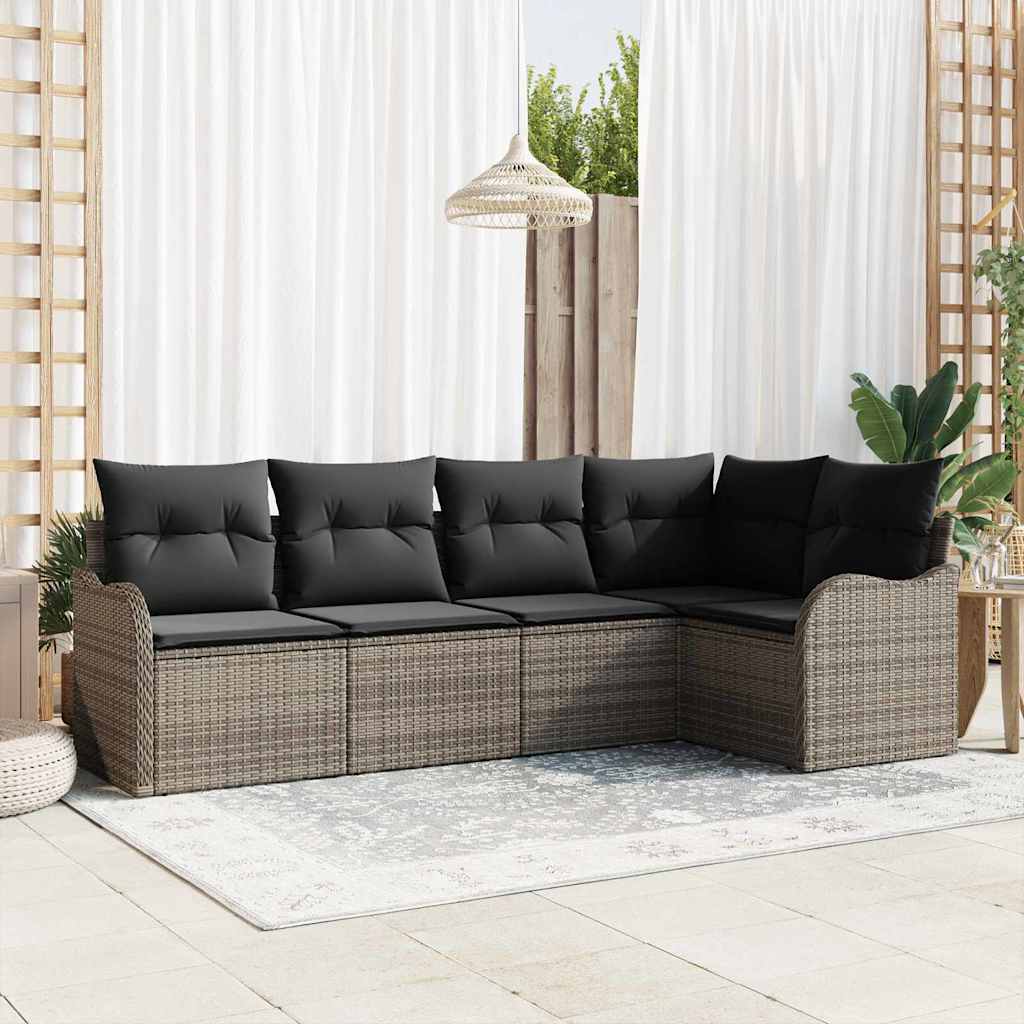 vidaXL Tuinbank Set met opslag 5 pcs Zwart poly rattan