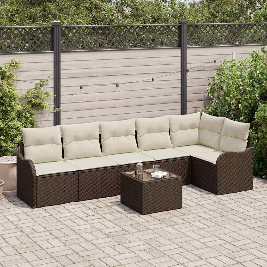 vidaXL Tuinbank Set met kussen met opslag 6 pcs Zwart Poly rattan