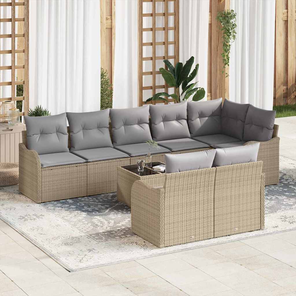 vidaXL Tuinbank Set met opslag 8 pcs Zwart en Wit poly rattan