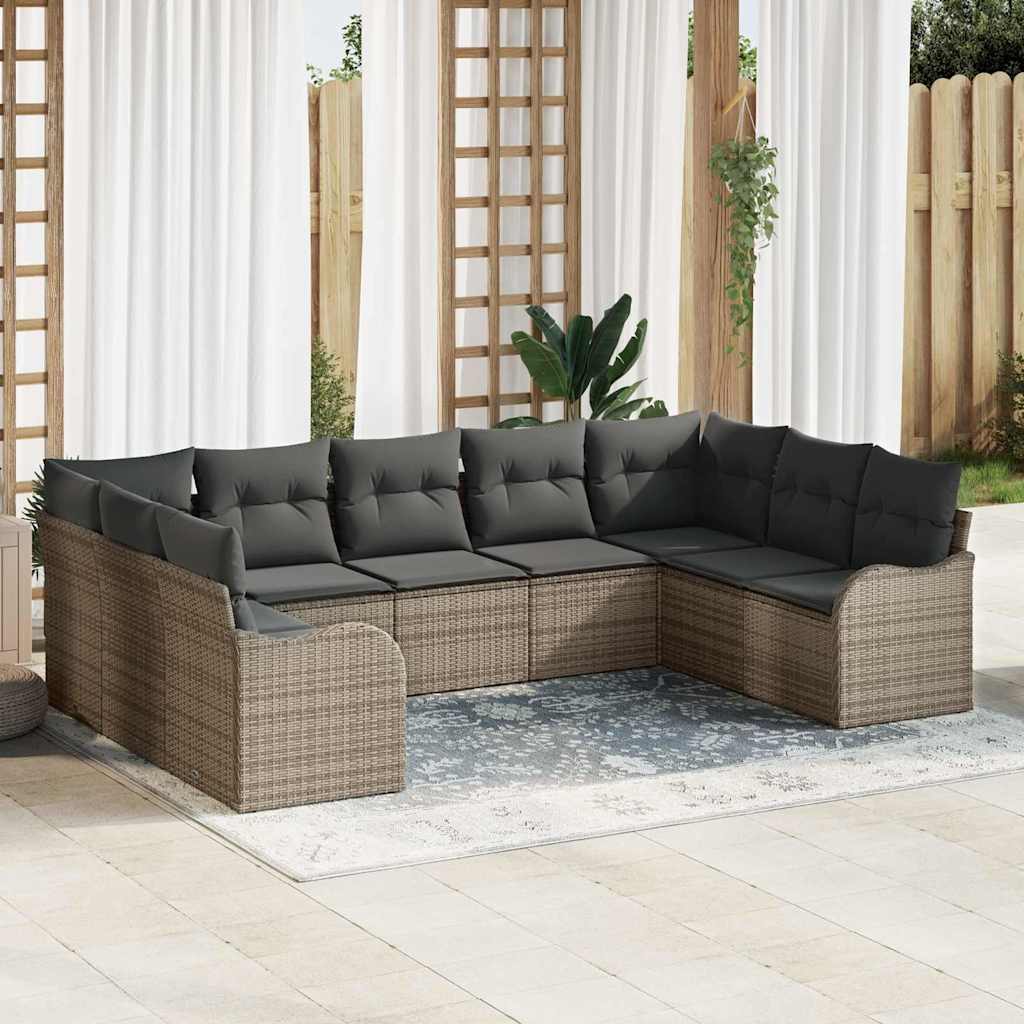 vidaXL Tuinbank Set met opslag 9 pcs Zwart en wit poly rattan