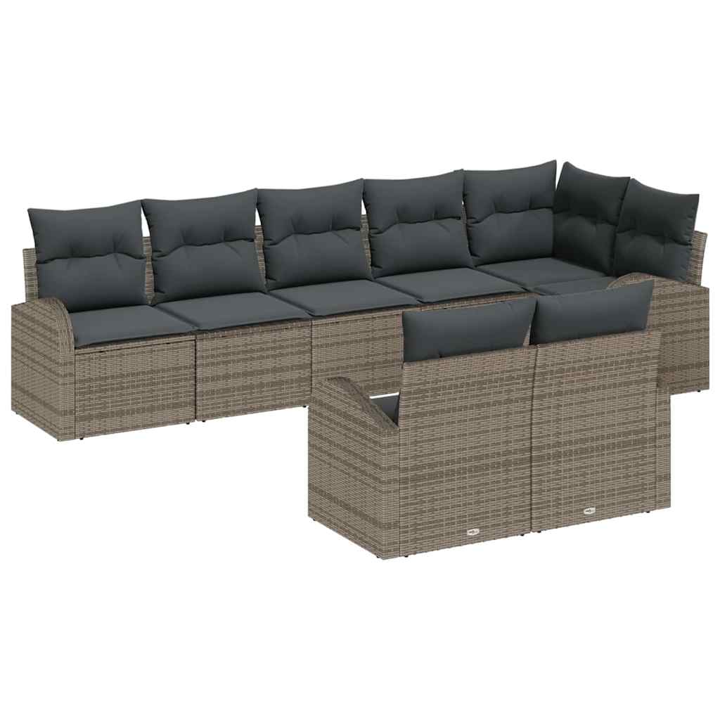 vidaXL Garden Sofa Set with cushion 8 pcs Black and White poly rattan