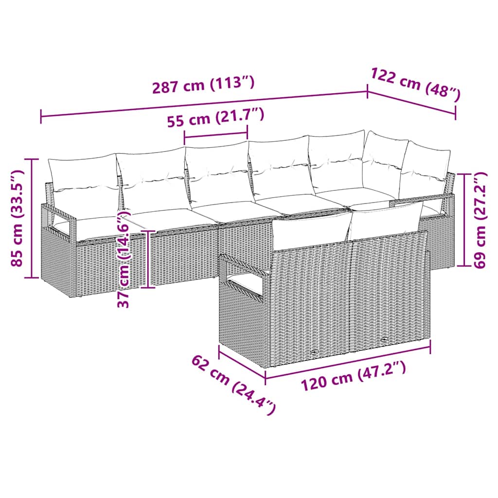 vidaXL Garden Lounge Set with cushions 8 pcs Black and White poly rattan
