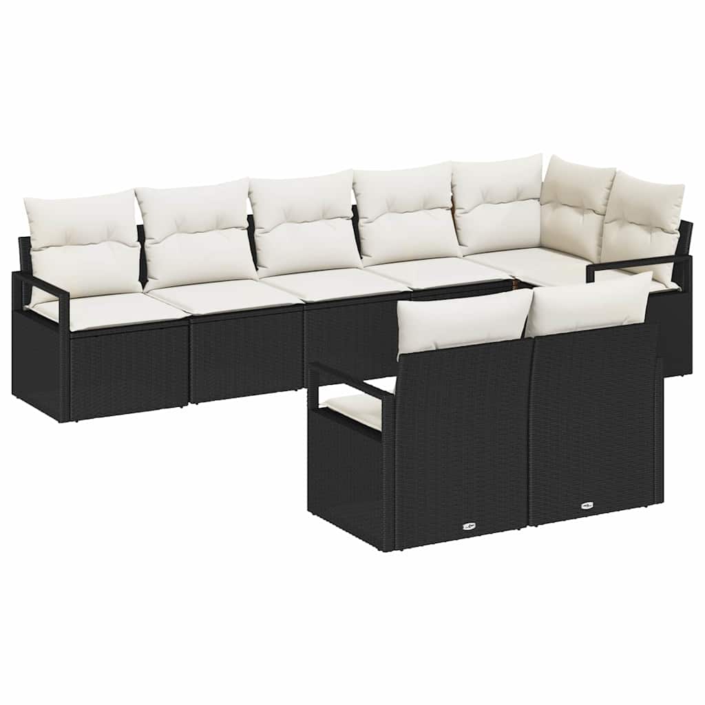 vidaXL Garden Lounge Set with cushions 8 pcs Black and White poly rattan