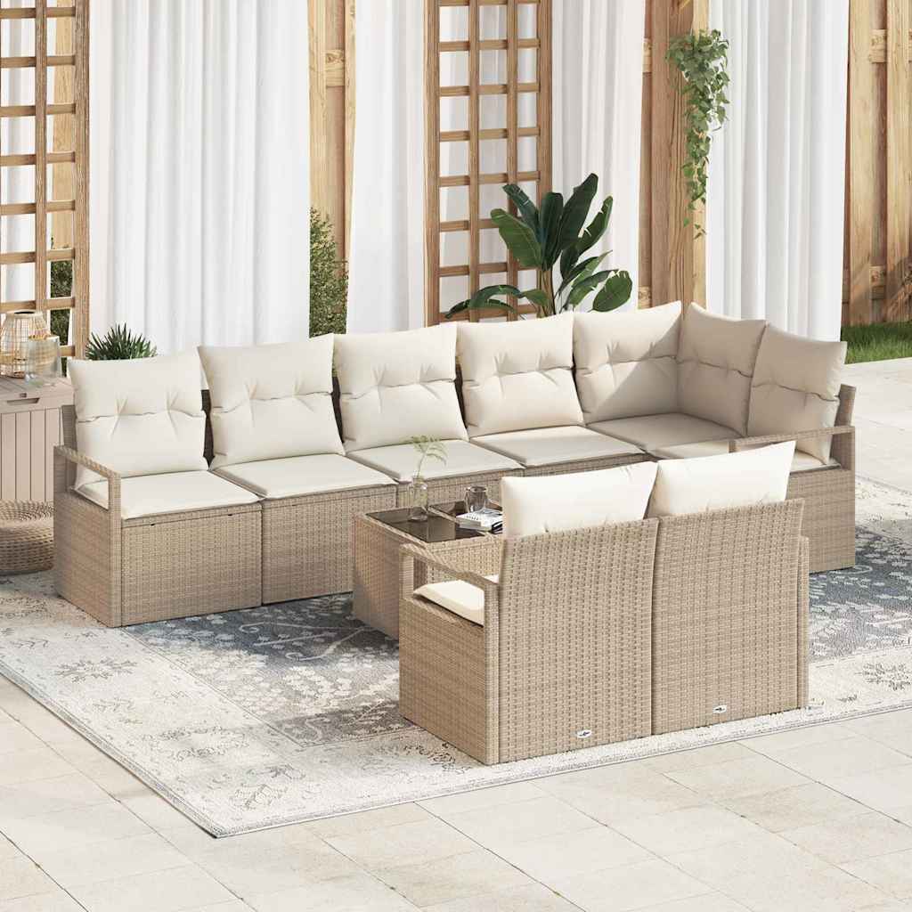 vidaXL Garden Lounge Set with cushions 8 pcs Black and White poly rattan