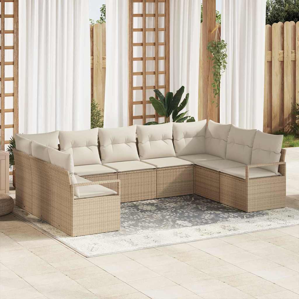 vidaXL Garden Sofa Set with cushions 9 pcs Black and White poly rattan