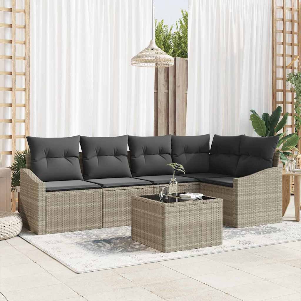 vidaXL Tuinbank Set met kussen 5 pcs Zwart en Wit poly rattan