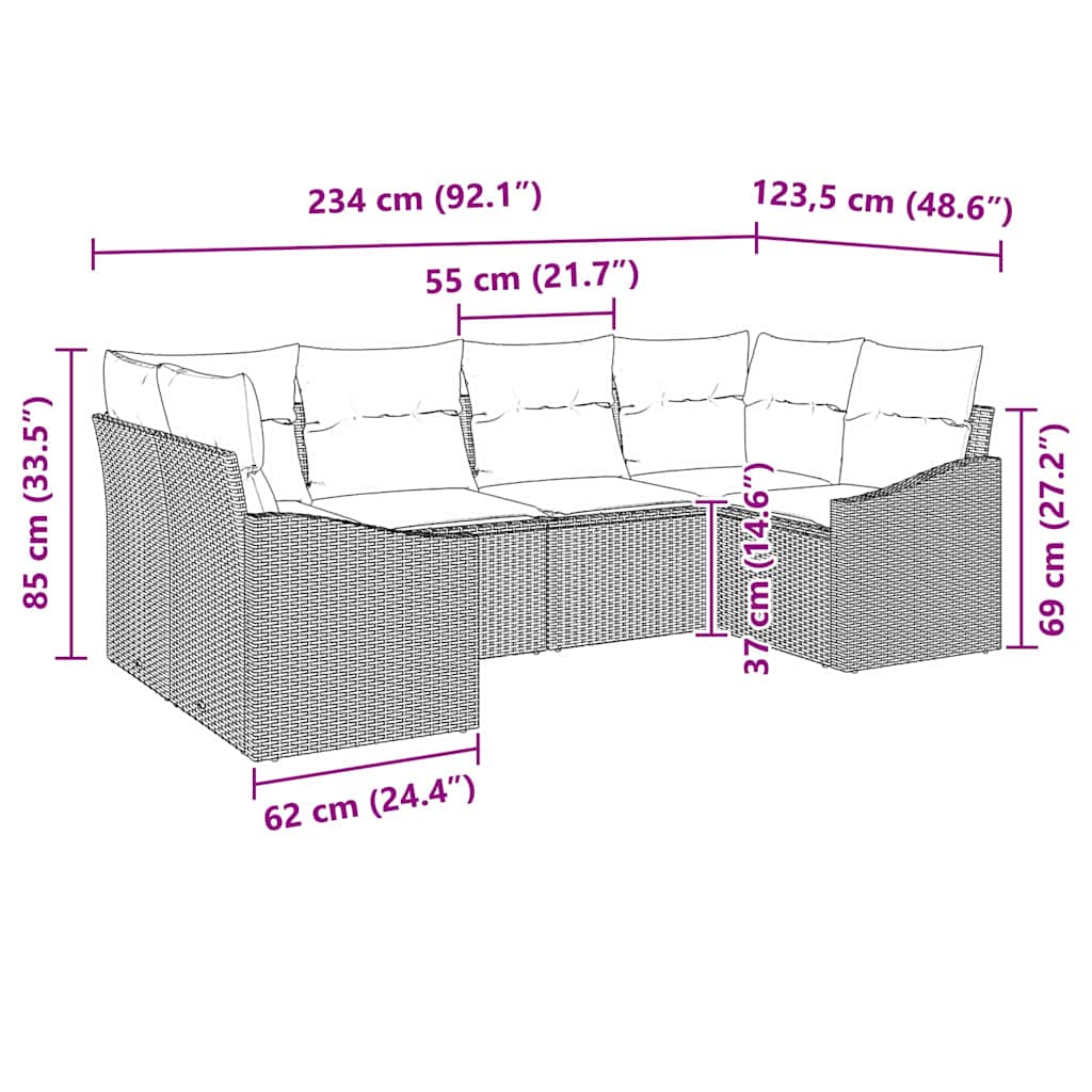 vidaXL Tuinbank Set met opslag 6 pcs Zwart en Crème poly rattan