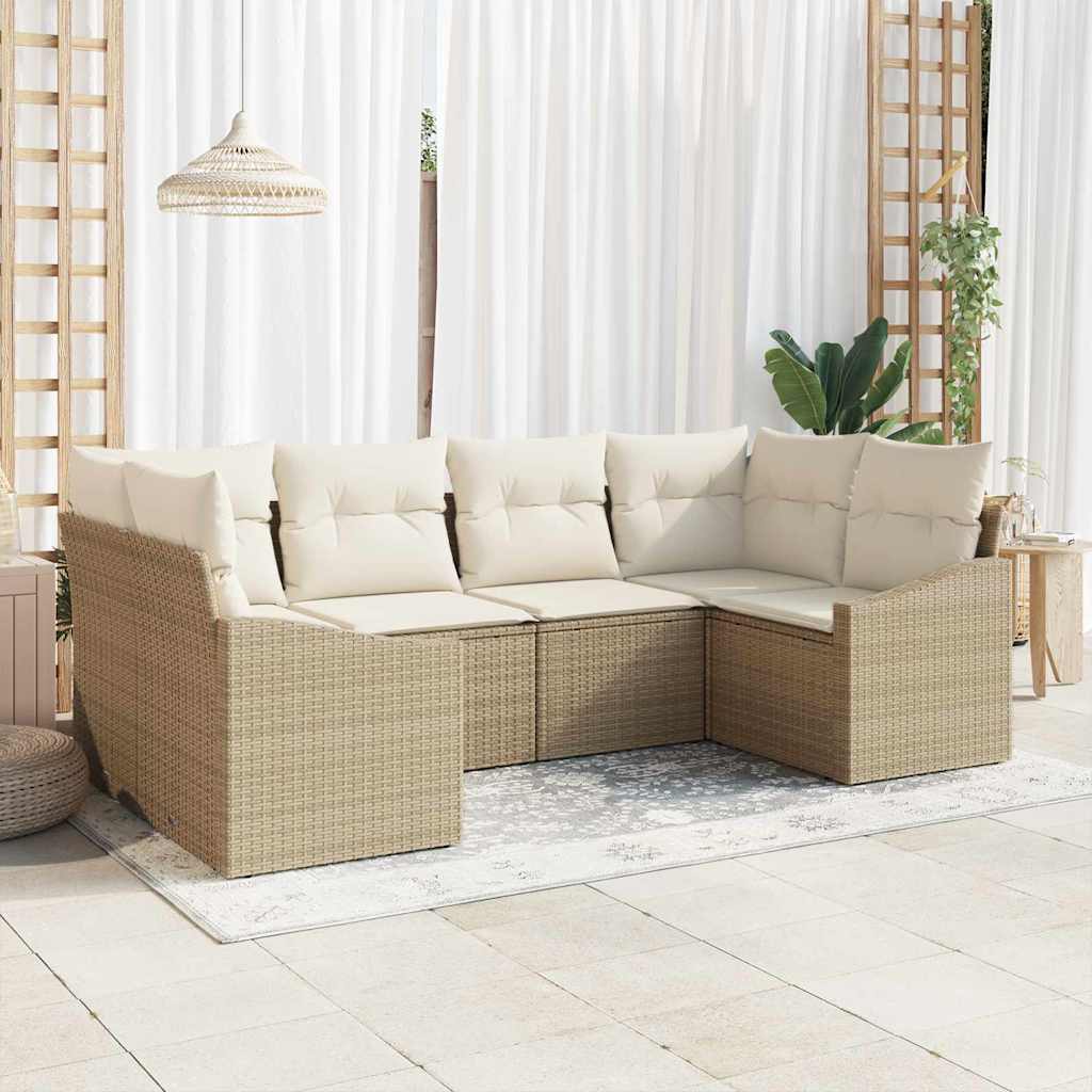 vidaXL Tuinbank Set met opslag 6 pcs Zwart en Crème poly rattan