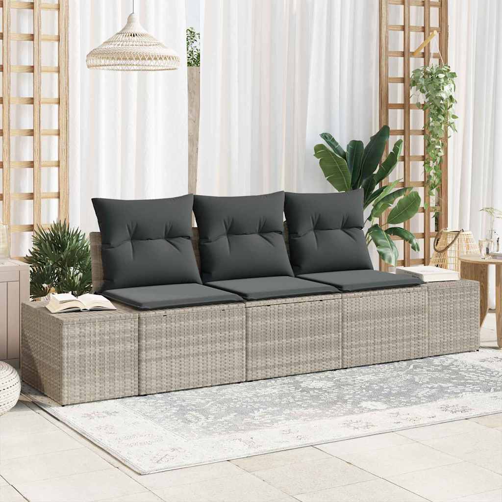 vidaXL Tuinbank Set met opslag 3 pcs Zwart en Crème poly rattan
