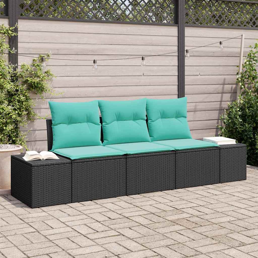 vidaXL Tuinbank Set 3 st Bruin en Rood poly rattan