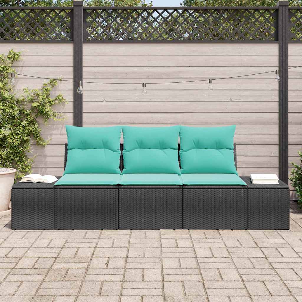 vidaXL Tuinbank Set 3 st Bruin en Rood poly rattan