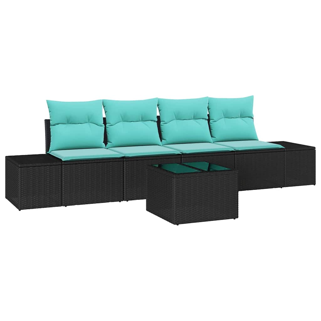 vidaXL Tuinbank Set 5 st Beige en Rood poly rattan
