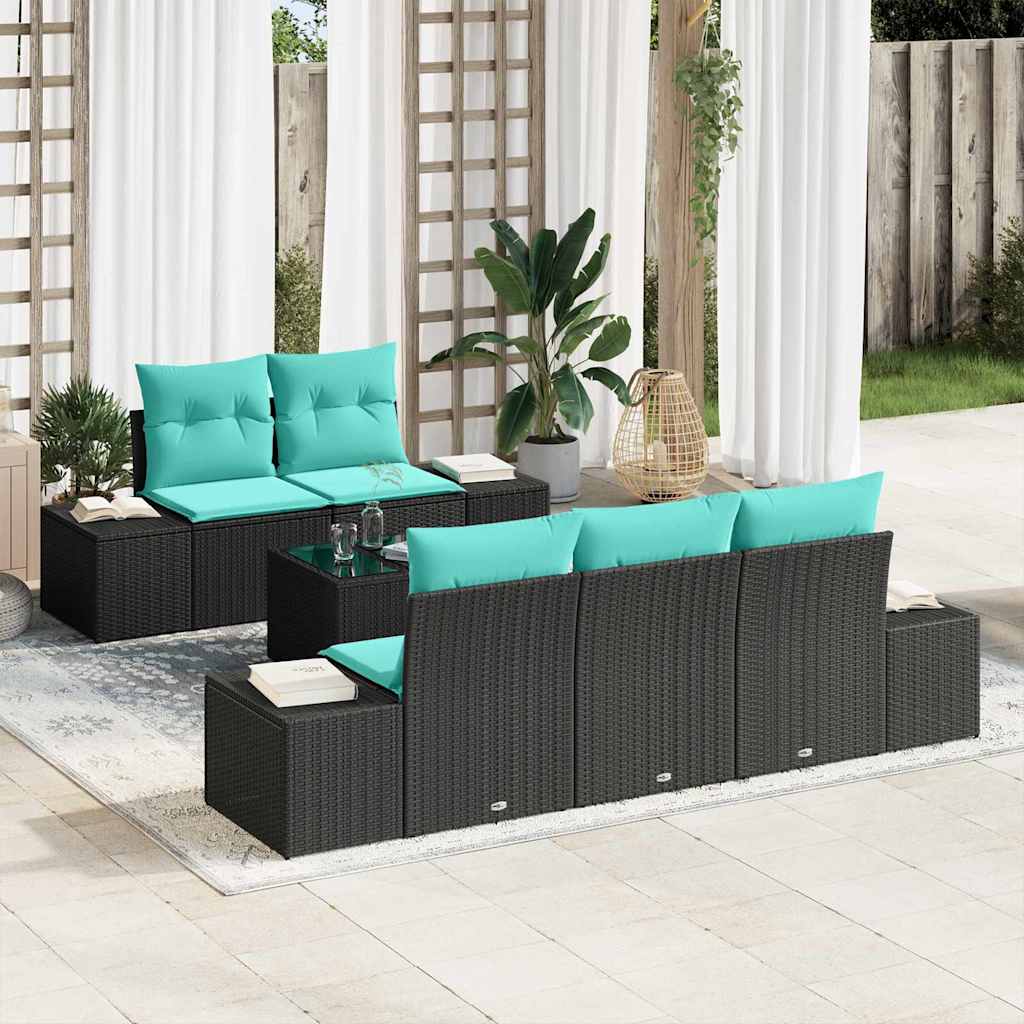 vidaXL Garden Bench Set 6 pcs Beige and Red poly rattan