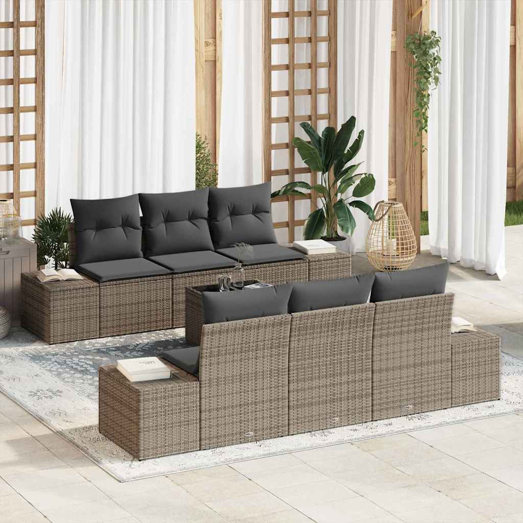 vidaXL Tuinbank Set met kussen 8 pcs Zwart en Crème poly rattan