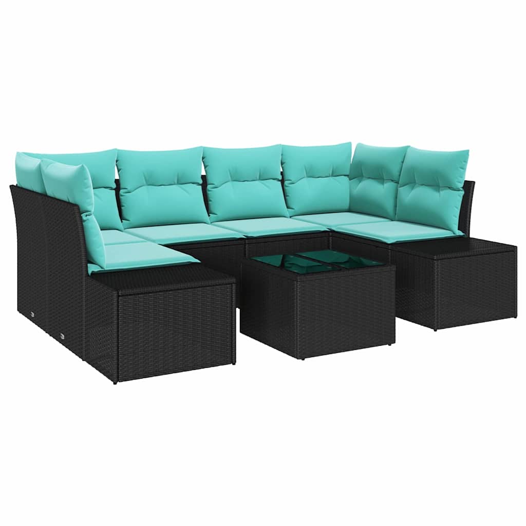 vidaXL Tuinbank Set 8 st Beige en Rood poly rattan