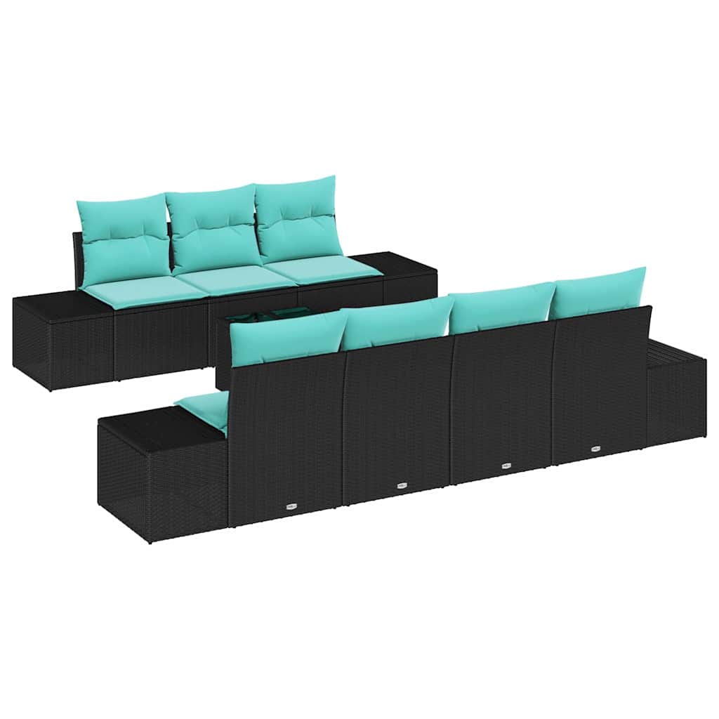 vidaXL Garden Sofa Set 8 pcs Beige and Red poly rattan