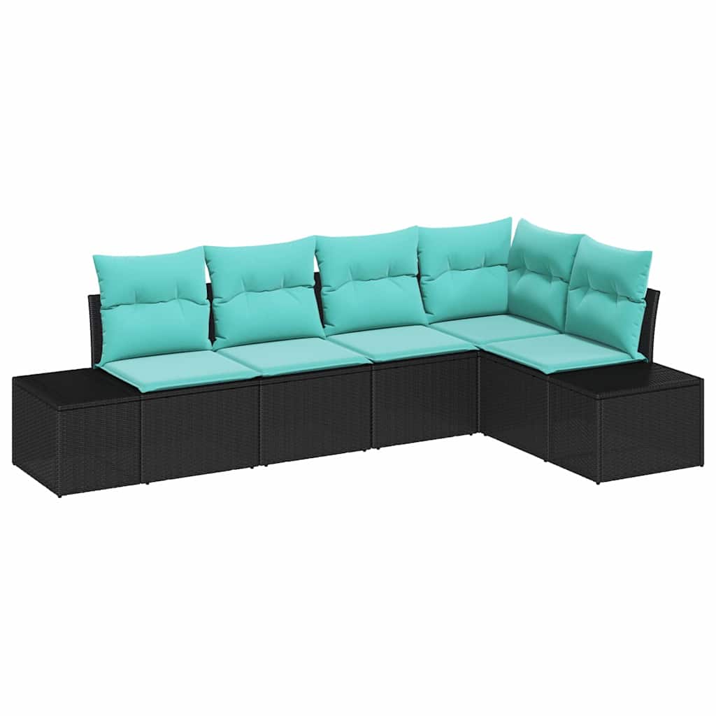 vidaXL Tuinbank Set 5 st Bruin en Rood poly rattan