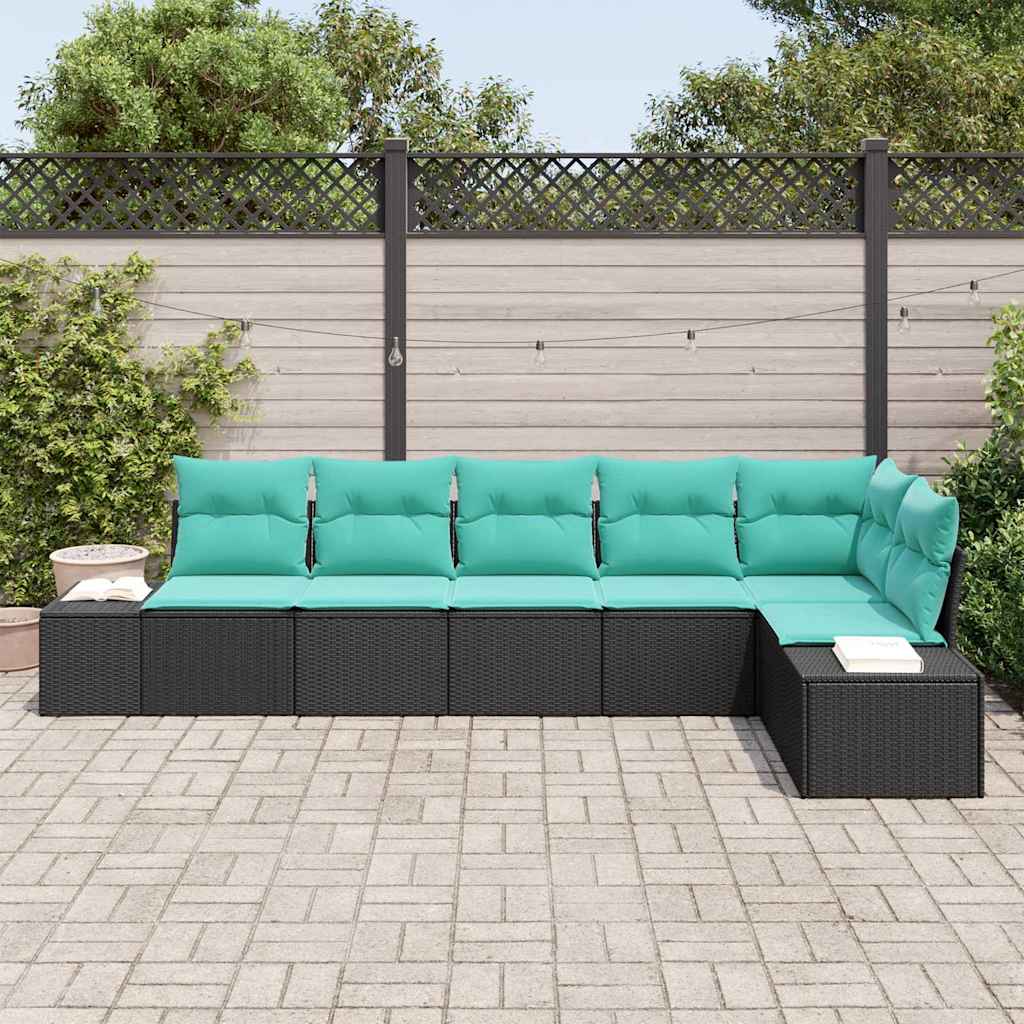 vidaXL Tuinbank Set 6 st Bruin en Rood poly rattan