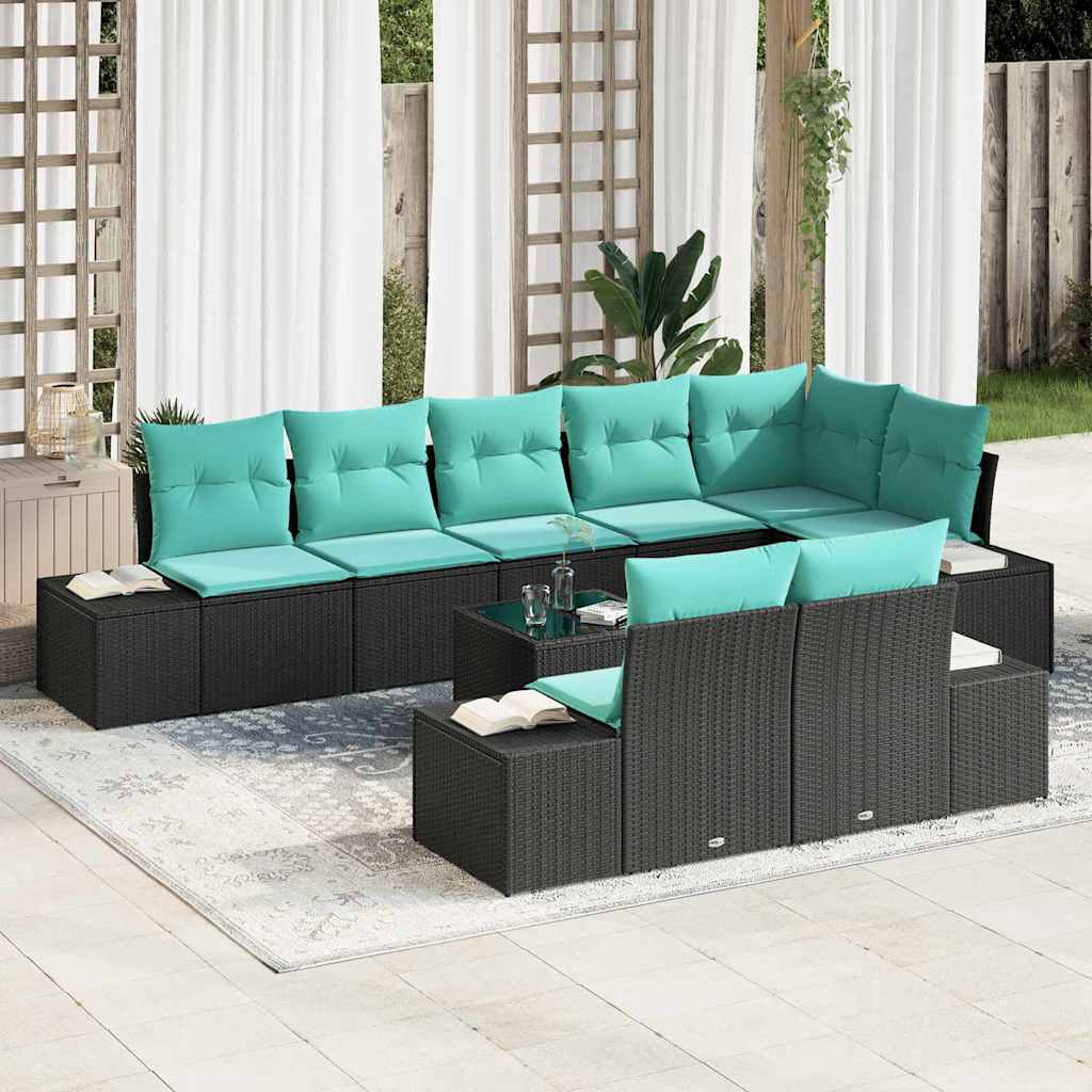 vidaXL Tuinbank Set 8 st Bruin en Rood Poly rattan