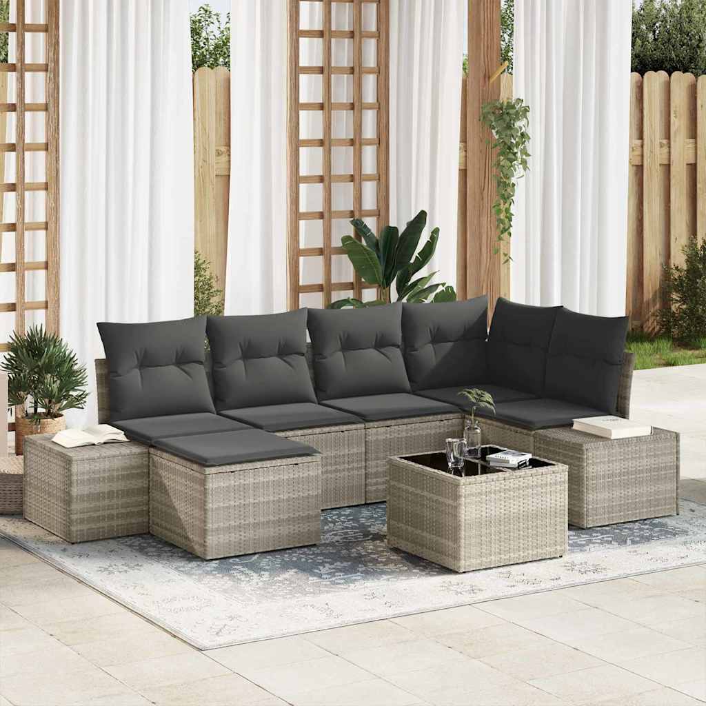 vidaXL Tuinbank Set met kussen 6 pcs Zwart en Crème poly rattan