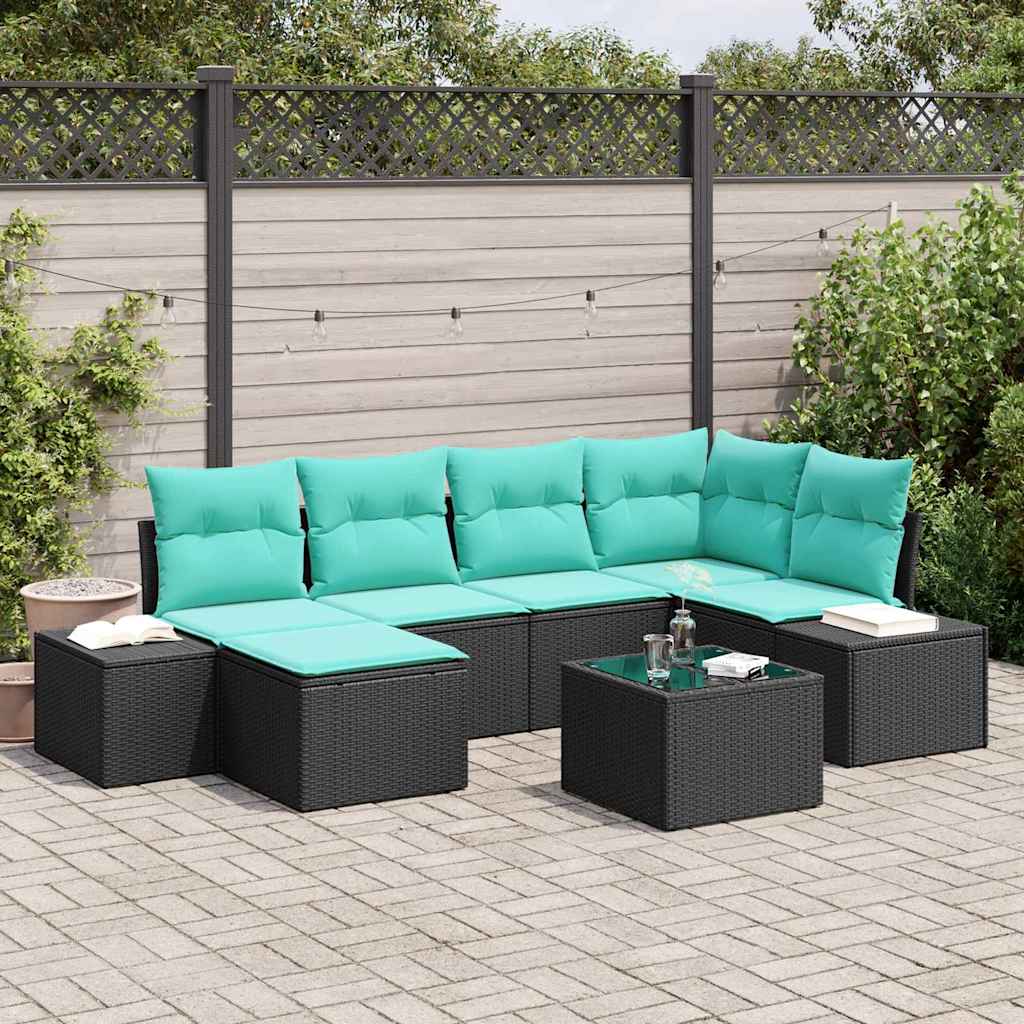 vidaXL Tuinbank Set 6 st Bruin en Rood poly rattan