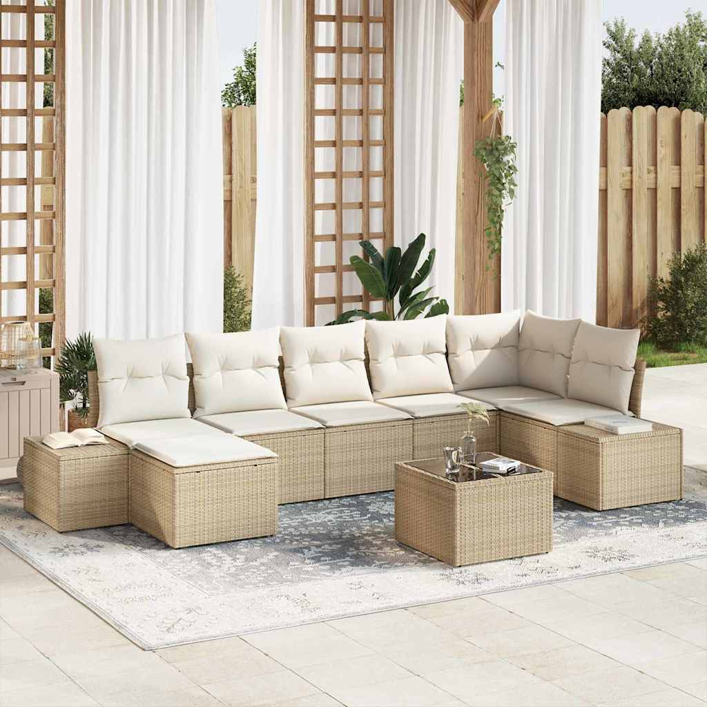 vidaXL Tuinbank Set met kussen met opslag 7 pcs Zwart poly rattan