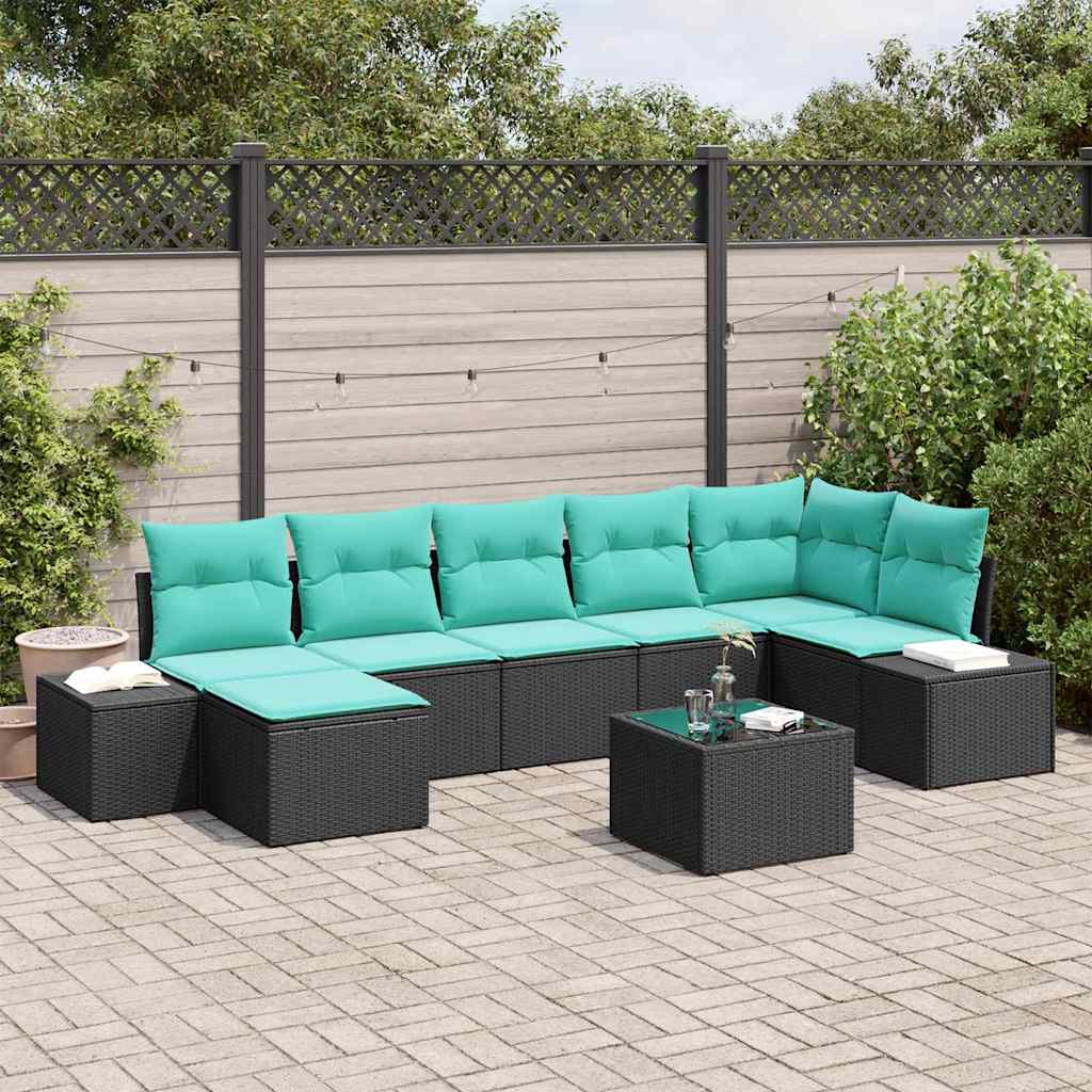 vidaXL Tuinbank Set 7 st Bruin en Rood poly rattan