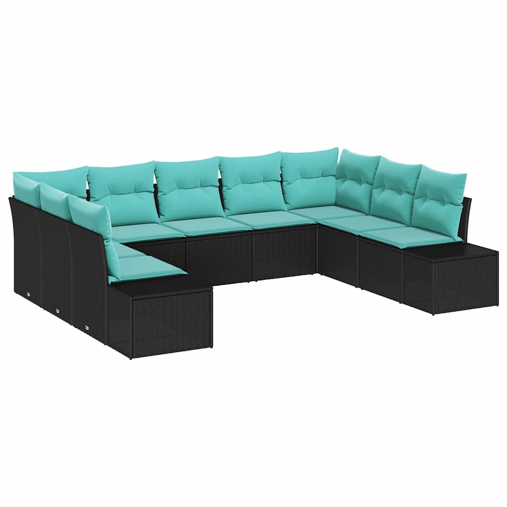 vidaXL Garden Sofa Set 9 pcs 8-Seater Brown and Red Polyrattan
